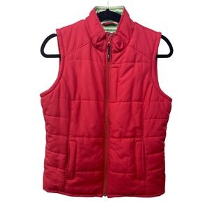 Vineyard Vines Quilted Puffer Vest Red Pink Zip Pocket Gorpcore Layer Outdoor M
